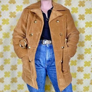 Vintage 70s tan corduroy buttoned Debbie Leigh coat ☀️